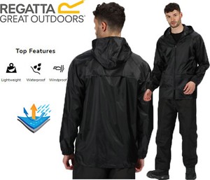 Regatta Mens Womens Stormbreak Rain Coat Waterproof Jacket Packable Hooded