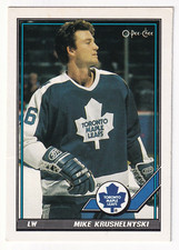 1991-92 O-PEE-CHEE HOCKEY- MIKE KRUSHELNYSKI NO. 324 TORONTO MAPLE LEAFS