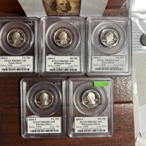 Complete 5 Pc Set 2004S Silver State Quarters PCGS PR69DCAM SS1019 Cover