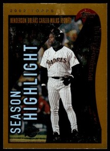 2002 Topps Baseball Card Rickey Henderson A San Diego Padres #333