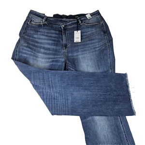 Judy Blue Crossover High Rise Dad Jeans Stretch Straight Leg Blue Plus Size 24W - Picture 1 of 16