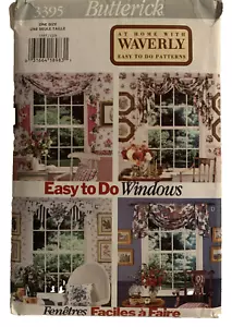 Window Treatment Sewing Pattern Scarf Valance Butterick 3395 Waverly Uncut 90s - Picture 1 of 5