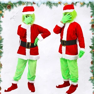 6PCS Kids Green Monster Costume Santa Claus Outfit for Boys Girls Christmas Cosp - Picture 1 of 9