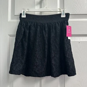 NWT Amy Byer Girls Size XL 16 Black Lace Eyelet Waistband Skirt - Picture 1 of 8