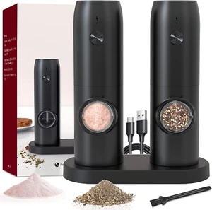 Electric Salt and Pepper Grinder Set of 2,Automatic Pepper Mill,Usb Rechargeable - Picture 1 of 7