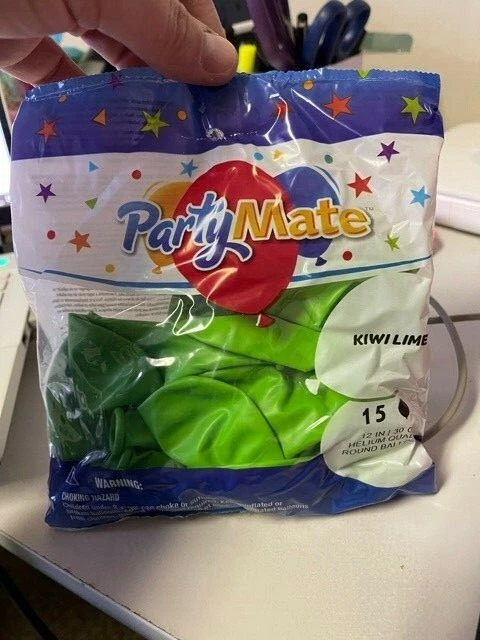 PartyMate Kiwi Lime Pack of 15 12" Latex Balloons New!!! - Image 1 of 1