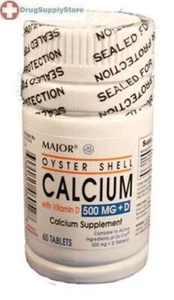 Major Pharma Oyster Shell Calcium, with Vitamin D, 500 mg- 60 tab - Picture 1 of 1