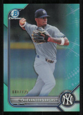 2022 Bowman Chrome Prospects Aqua Refractors #BCP140 Alexander Vargas /125 - Image 1 of 2