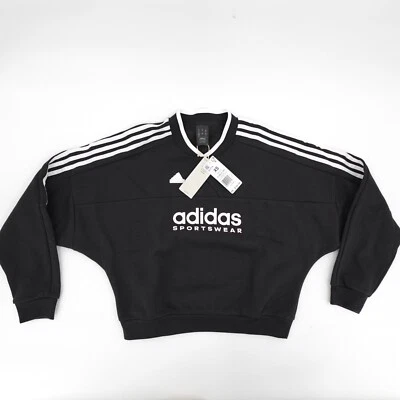 NUEVO Adidas Camisa Suéter Mujer Extra Pequeña Negra Dolman Manga Corta Rayas Foto 1 de 4
