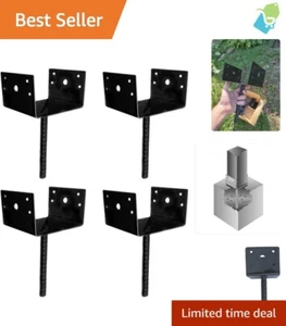 Anclajes de poste de hormigón de acero calibre 12,5 negro premium - estabilidad de espuma en 4 cantidades - Imagen 1 de 10