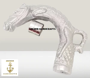 silver Finish Horse head walking stick Handle Handmade Horse canes handle - Bild 1 von 6