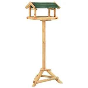 Solid Wood Fir Bird Feeder with Stand Home Wooden Standing Bird House vidaXL - Picture 1 of 7