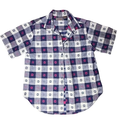 Camisa Top Informal Liz Baker Deportiva Para Mujer 20W A Cuadros Abotonada Manga Corta Foto 1 de 3