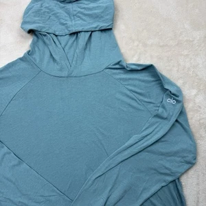 ALO Yoga Alosoft Hoodie Women L Green Pullover Long Sleeve Lightweight Runner - Picture 1 of 8