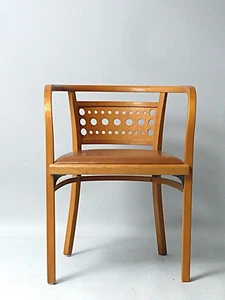 Thonet Jugendstil Otto Wagner  Stuhl Sessel Bugholz Leder - Picture 1 of 8