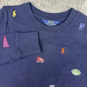 Polo Ralph Lauren Girls M 8-10 LS Ribbed Embroidered Motif Fleece Sweatshirt - Picture 1 of 5