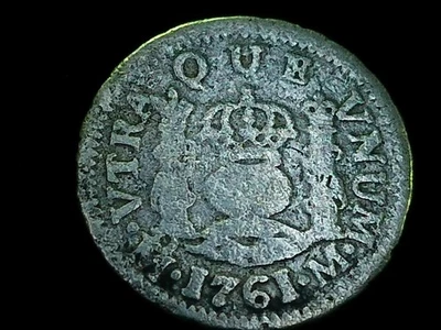 Excavated / Salvaged 1761 M Spanish colonial Silver Pillar 1/2 Real - Mexico - Image 1 of 4