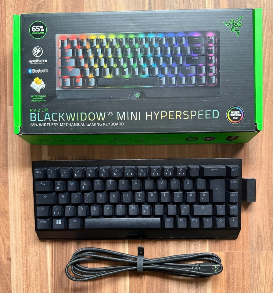 Razer BlackWidow V3 Mini HyperSpeed (Yellow Switch) DE Gaming Keyboard OVP - Bild 1 von 3