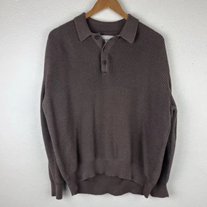 Corridor NY Medium Strick Slouchy Kragen Langarm Polo Pullover Preppy Organic - Bild 1 von 11