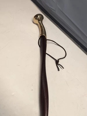 Bastón de madera vintage de latón macizo antiguo mango largo estilo bastón Foto 1 de 4