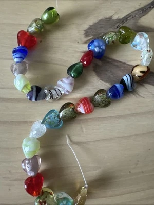 30  MULTICOLOR MIXED LAMPWORK HEART BEADS 12mm - Assorted  DIY JEWELRY MAKING - Image 1 of 4