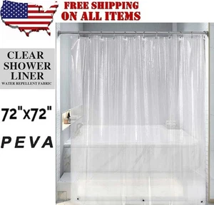 Clear Shower Curtain Liner 4G Heavy Duty PEVA Waterproof with 72''x72'' - Picture 1 of 10