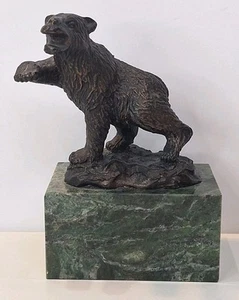 Gusseisen Bär auf Marmor Faux Bronze Finish Wall Street Sammlerstück Statue Geschenk - Bild 1 von 9