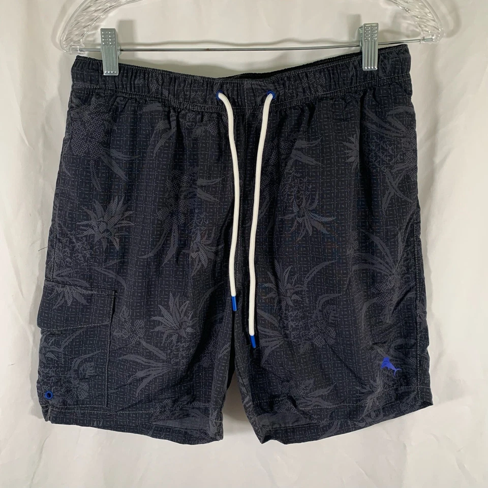 Bañador Tommy Bahama Para Hombre Gris Medio Floral Hawaiano Forrado con Cordón Foto 1 de 4