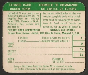 BROOKE BOND (TEA)-(CANADA) COMPLETION CARD- MEDIUM SIZE - FLOWER CARDS - Picture 1 of 2