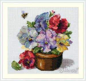 Merejka Counted Cross Stitch Kit Spring Pansies K-215 - Picture 1 of 4