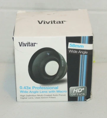 Vivitar 58mm Wide Angle Lens w/ Macro VIV-58W 0.43x Professional - Image 1 of 4
