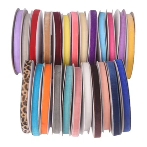 10 Yards / 200 Yards 3/8" (10mm) Solid Flocking Velvet Ribbon lot DIY Trim - Picture 1 of 33