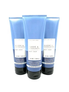 Bath & Body Works LOT of 3 Men's SUEDE & SANDALWOOD Body Cream Lotion 8 oz - Picture 1 of 2