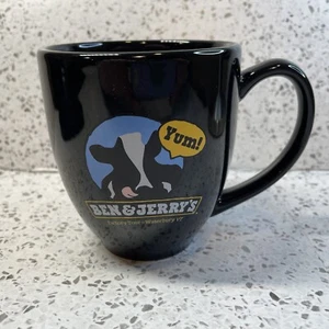 Vintage Ben & Jerry’s Ice Cream Factory Tour Souvenir Black Ceramic Cow Logo Mug - Picture 1 of 6