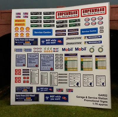 BECC 1:76 HO OO 00 Gauge Model Railway Modern Image Assorted Garage Forecourt Signs