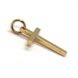 18K YELLOW GOLD MINI SQUARE CROSS, MADE IN ITALY, 2 CM, 0.8 INCHES