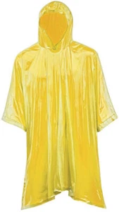 YELLOW PVC Rain Poncho Adult Pullover Side Snap Hooded Jacket One Size Fits Most - Picture 1 of 1
