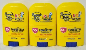 Banana Boat SPF 50+ Kids Sport Stick 0.5 oz (3 pk uncarded) one 10/25 & two 2026 - Picture 1 of 1