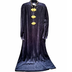 Vintage Ruth Norman New York Velour Mock Neck Gold Toggle Closure Kaftan Caftan - Picture 1 of 8