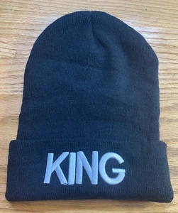 KING Embroidered Cuffed Beanie Hat, Embroidered Gift, Dad, Man - Picture 1 of 3
