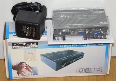 VGA Splitter CMP-SPLITVGA10 König Electronic 2 Monitore 1 PC 1920 x 1440 Full HD - Bild 1 von 3