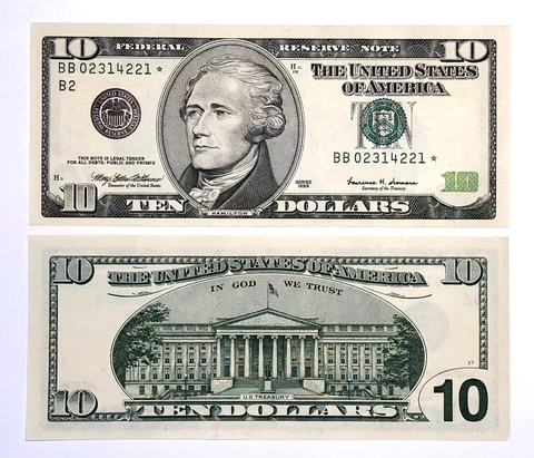 1999 New York District Ten Dollar Bill Star Note Gem Uncirculated No Tears Cover