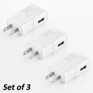 USB Power Adapter Charger Wall Plug for Samsung Android Universal 1.0 A Set of 3 - Picture 1 of 2