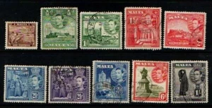 Malta 1938 1943 King George VI selection to 1/- Used - Bild 1 von 1