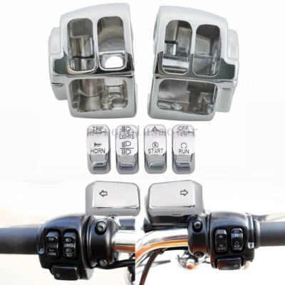 Switch Housing Cover +6PC Switch Chrome For Harley Sportster Softail FatBoy Dyna - Image 1 of 4