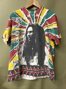 Bob Marley Shirt XL Vintage 90s Rasta Reggae Tie Dye Concert Album Tour Rap Tee - Picture 1 of 8
