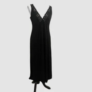 Vestido sin mangas de encaje largo negro Jones New York vintage años 90 vestido de casa camisón TALLA S - Imagen 1 de 10