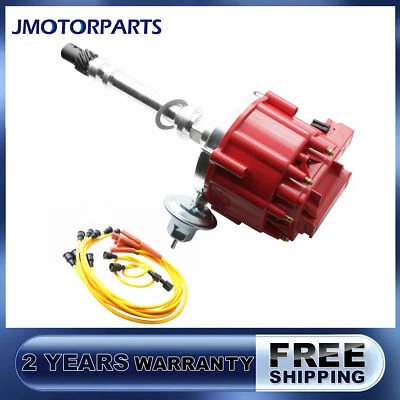 HEI Ignition Distributor w/ Spark Plug Wires Set For Chevrolet BBC 454 SBC 350 - Image 1 of 4