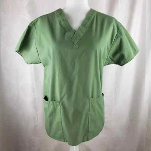 Dickies Unisex Olive Green Scrub Top Great Condition Nurse CNA Womens Mens - Picture 1 of 6