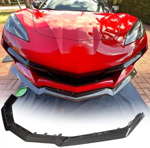 REAL CARBON Front Bumper Lip Spoiler Fit For Chevrolet Corvette C8 Z06 2022-2024 - Picture 1 of 16
